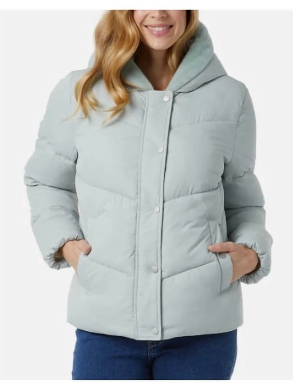Womens Quilted Jacket with Plush Lined Hood