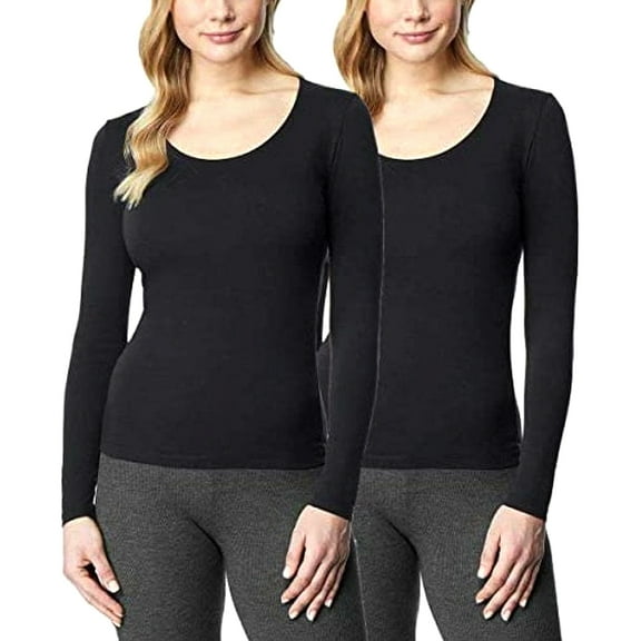 32 Degrees Women's Top Sz XL Long Sleeve Base Layer Shirt 2-Pack Black
