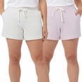 thumbnail image 1 of 32 Degrees Women's Ultra Soft Cotton Blend 2 Pack Shorts (HT White/HT Smokey Grape, Small), 1 of 4