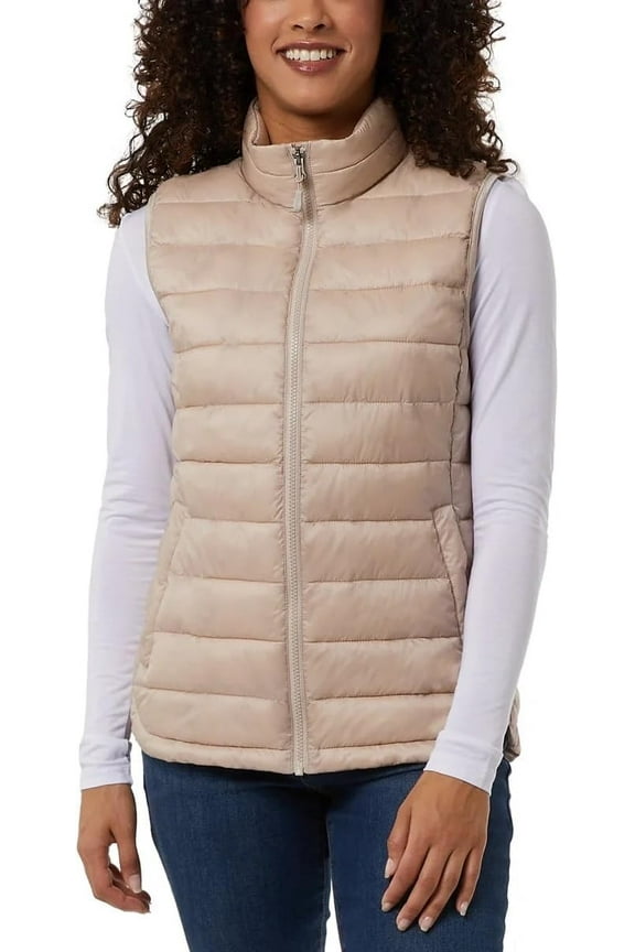Women's' Vest Leightweight Zipper Hand Pocket (Gray Chateau, M)