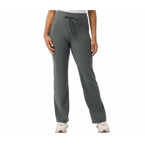 32 Degrees Women's Wide Leg Ribbed Semi-Flare Yoga Pants, Excalibur Medium