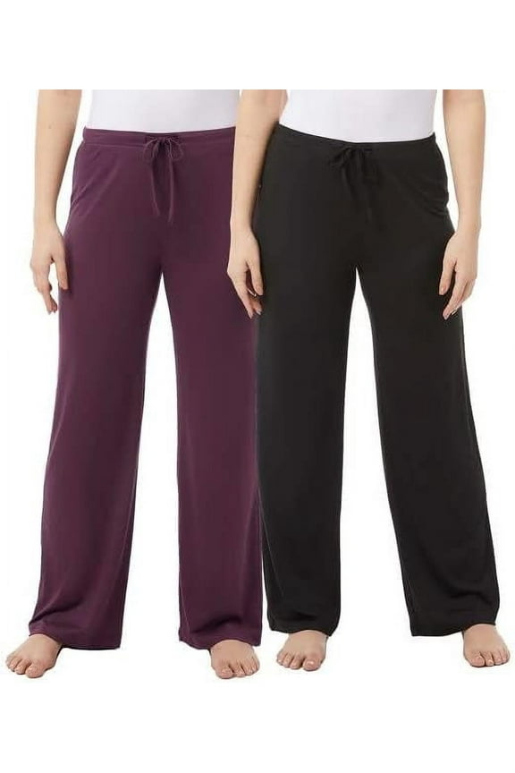 Womens Cool Soft Sleep Pants Pack of 2 Size: L, Color: Black/Prune Purple