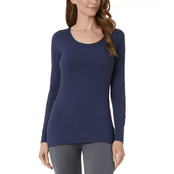 32 Degrees Womens Cozy Heat Scoop-Neck Top Indigo Iris XL