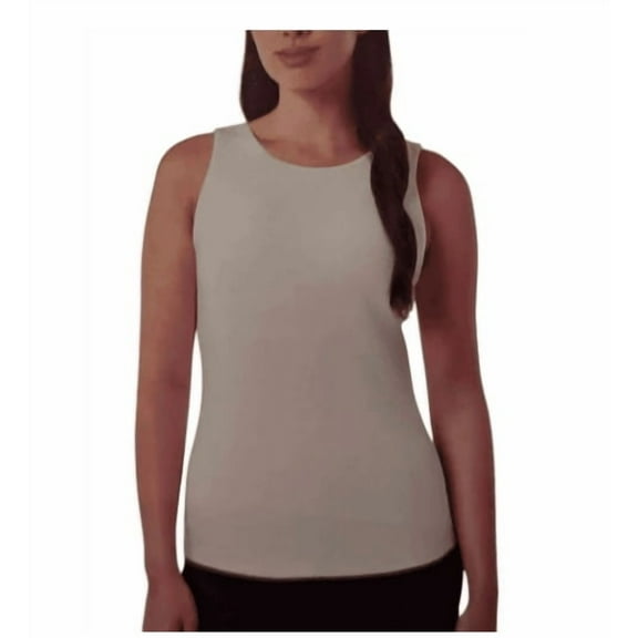 32 Degrees Womens Fitted Ribbed Sleeveless Bra Tank Top Cream Small