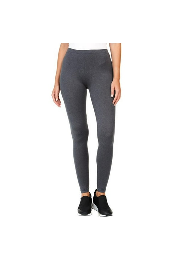 Womens Fleece-Lined Leggings, Heather Black, X-Large