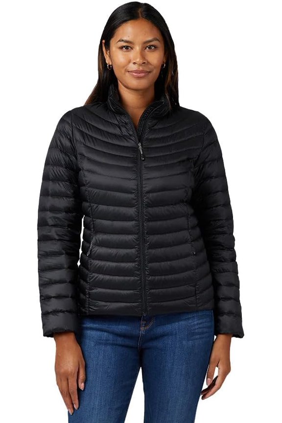 Womens Midweight Down Jacket (Black, L)