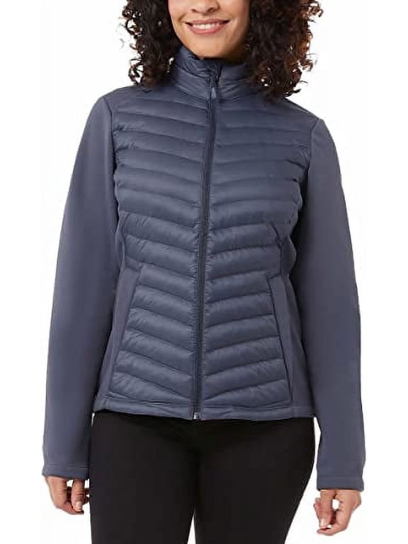 Womens Mixed Media Jacket (Grisaille, Medium)