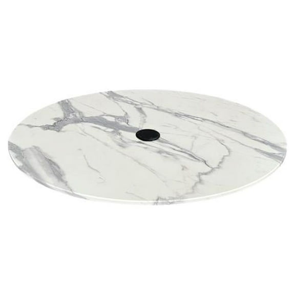 Holland Bar Stool 32" Diameter White Marble, Indoor/Outdoor All-Season EuroSlim Table Top with Umbrella Hole