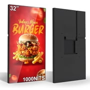 Pyimgus 32" Digital Signage, 1000nits Ultra-High Advertising Display, Slim Frameless Wall Mount Digital Signage, Commerical Display LCD Monitor with CMS/U-Disk Plug&Play, Split Screen for Cafe