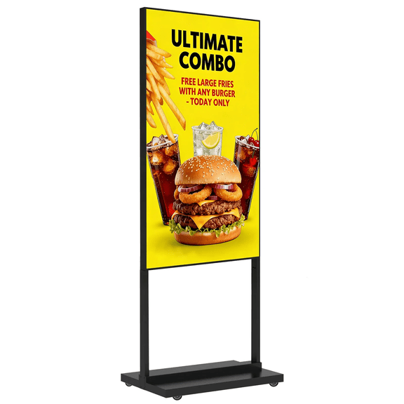 32" Digital Signage Display, 700nits Menu Displays, Indoor Floor Standing Display, LCD Advertising Display, CMS Remote Publishing, U-Disk Plug & Play, APP, Android OS, HDMI in
