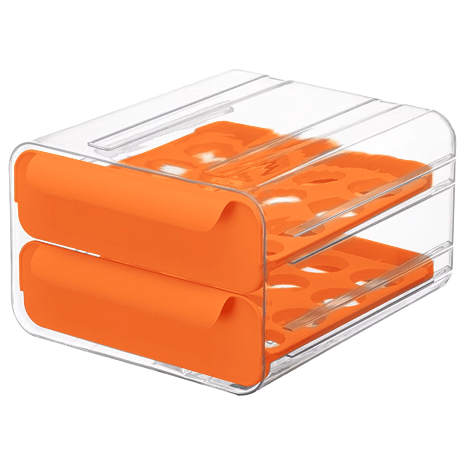 32 Egg Holder For Fridge,Large Capacity Egg Organizer For Refrigerator,Transparent Stackable Egg Container Storage With Drawers,2 Layer Egg Holder Tray,Plastic Container Drawer For Egg,A