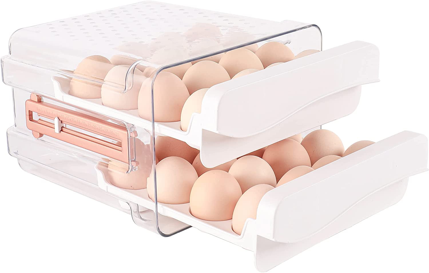TAOMEE Egg Holder for Refrigerator, Plastic Egg Storage Container for  Fridge,Large Capacity Slide Design 2-Multi-Layer Household 36 Eggs Fresh  Storage