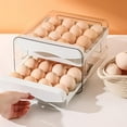 thumbnail image 1 of 32 Egg Trays- Egg Organizer for Refrigerator, Powiller 2-Tier Plastic Fridge Egg Storage Containers with Lid & Handle, Stackable Egg Holder for Refrigerator, White, 1 of 6