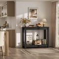 thumbnail image 1 of 32" Farmhouse Wood Narrow Console Table with Open Storage Shelves: Entryway/Sofa Table, Easy Assembly, Embossed Wood,Black, 1 of 7