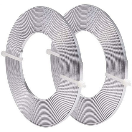 32 Feet 2 Rolls 3mm Wide Flat Jewelry Craft Wire 18 Gauge Aluminum Wire for Bezel Jewelry Making Sculpting Armature Craft Silver