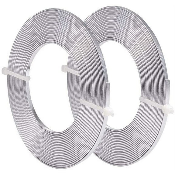 32 Feet 2 Rolls 3mm Wide Flat Jewelry Craft Wire 18 Gauge Aluminum Wire for Bezel Jewelry Making Sculpting Armature Craft Silver