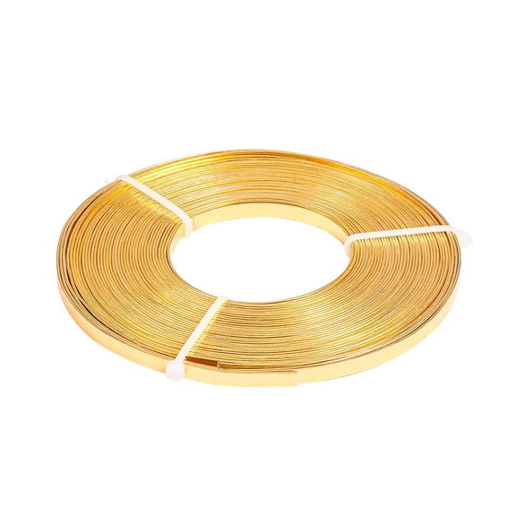 32 Feet 5mm Wide Flat Jewelry Craft Wire 18 Gauge Gold Metal Wire Aluminum Wire for Bezel Bracelet DIY Sculpting Armature and Jewelry Making DIY