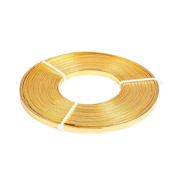 32 Feet 5mm Wide Flat Jewelry Craft Wire 18 Gauge Gold Metal Wire Aluminum Wire for Bezel Bracelet DIY Sculpting Armature and Jewelry Making for diy