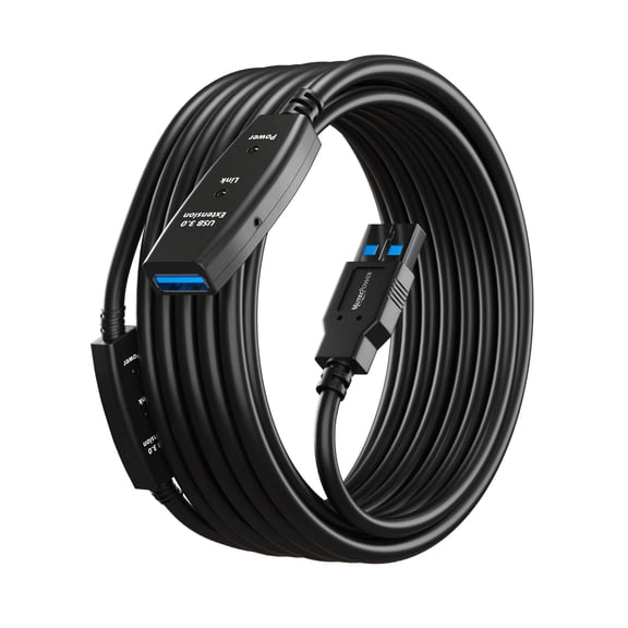 32 Feet Active USB Extension Cable 3.0 Male to Female with 2 Extension chipset Signal Booster - Active Extension/Repeater Cord 10 Meters / 32 Feet