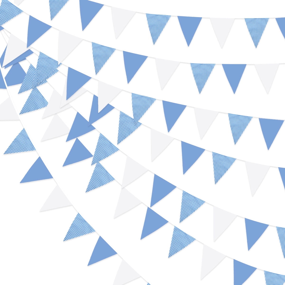 32 Feet Blue White Color Pennant Banner Flags, 36 Triangle Bunting Flags for Winter Wedding Birthday Carnival Picnic Outdoor Home Party Festivals, image size:1200x1200