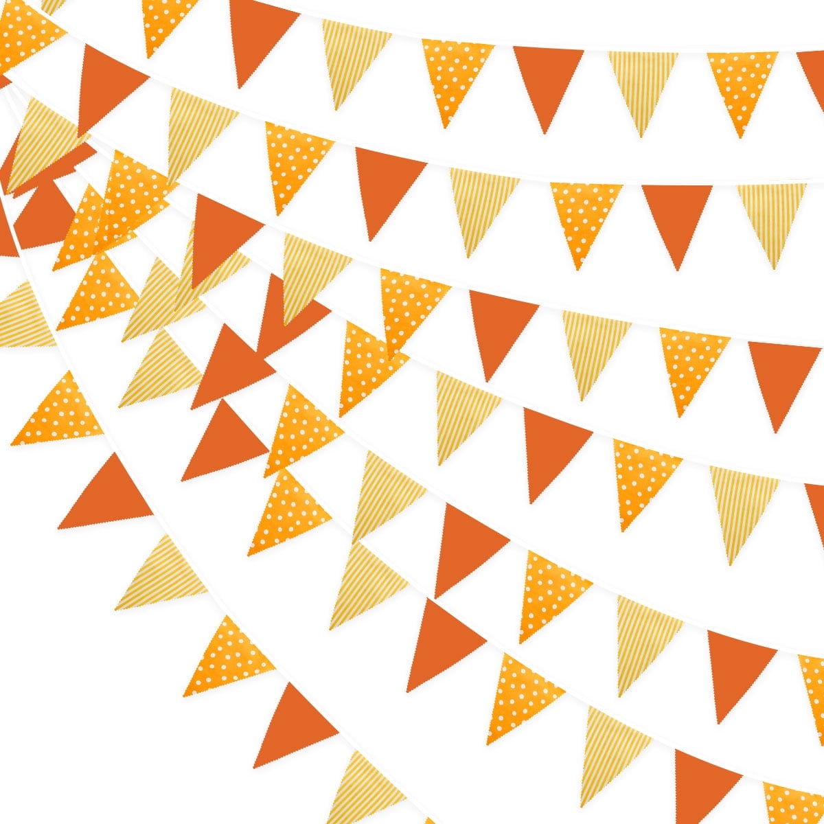 32 Feet Orange White Color Pennant Banner Flags, 36 Triangle Bunting Flags  for Fall Thanksgiving Wedding Birthday Carnival Picnic Outdoor Home Party  ..., image size:1200x1200