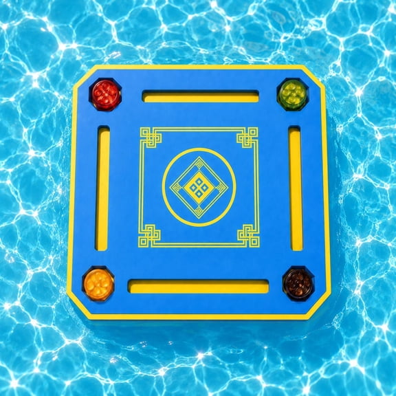 32" Floating Pool Table for Mahjong, Cards & Dominoes | Stable 8cm Foam Board with Drink Holders for Pool & Hot Tub Fun