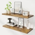 thumbnail image 1 of 32" Floating Shelves for Wall, 12" Deep Slim Rustic Brown Floating Shelves, Wall-Mounted Shelves for Bedroom, Living Room, Kitchen, Bathroom - Set of 2, 1 of 13
