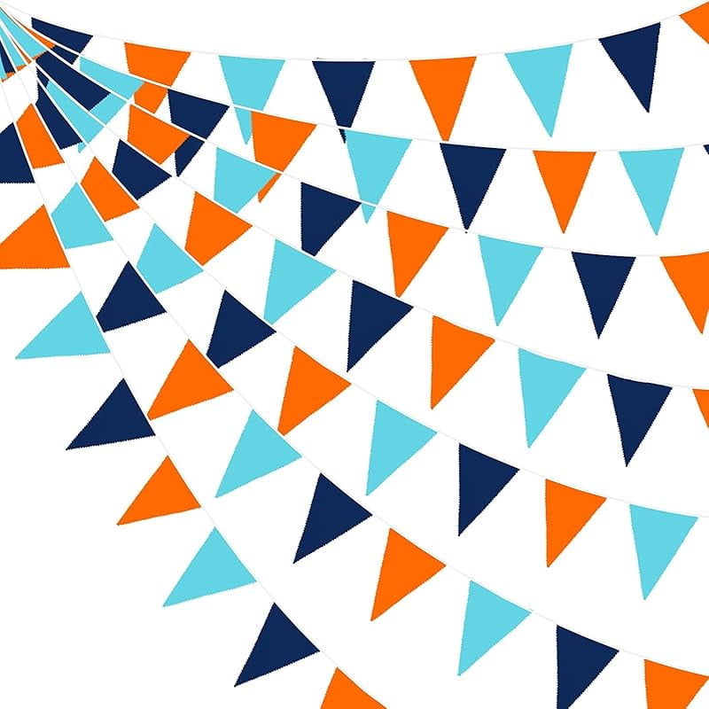 32 Ft Red Blue White Party Decorations Fabric Pennant Banner Triangle ...