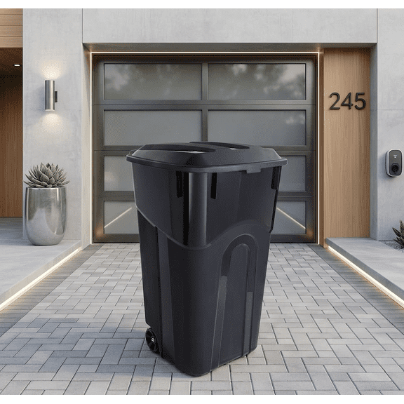 32 Gallon/128 Quart/121.133 L Outdoor Trash Can, Large Capacity Waste Container with Lid, Perfect for Backyard, Patio, Kitchen, or Garage, Durable and Easy to Clean, Gray