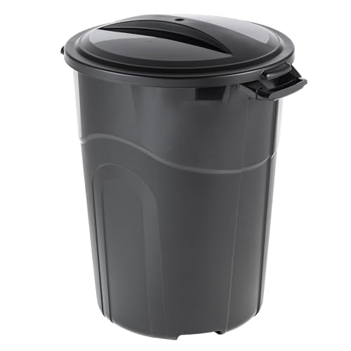 32 Gallon Heavy Duty Plastic Garbage Can, Included Lid, Indoor/Outdoor, Black$$Storage