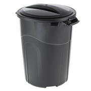 32 Gallon Heavy Duty Plastic Garbage Can, Included Lid, Indoor/Outdoor, Black