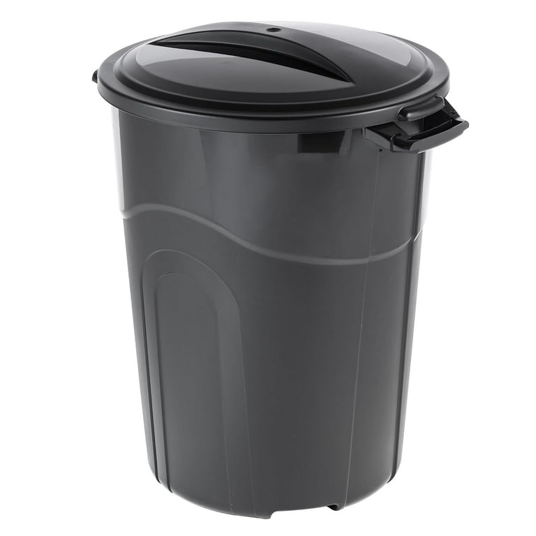 32 Gallon Heavy Duty Plastic Garbage Can Included Lid Indoor Outdoor Black