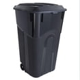 thumbnail image 1 of 32 Gallon Heavy Duty Plastic Garbage Can Wheeled, with Attached Snap Lock Lid and Duty Handles Heavy-Duty Construction, Perfect Backyard, Deck, or Garage Trash Can, Indoor/Outdoor Use 1Pcs-Black, 1 of 8