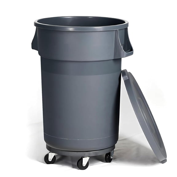 32 Gallon Outdoor Trash Can With Lid And Wheels Heavy Duty Rolling Garbage Bin Commercial Waste Receptacle Storage Container For Kitchen Backyard Patio Restaurant Black