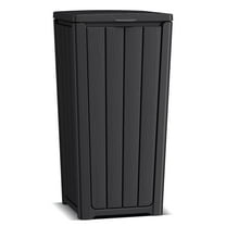 32 Gallon Resin Trash Can,Waterproof Durable & Stylish Waste Bines,Outdoor and Indoor Garbage Can,Easy to Assemble and Move,Black