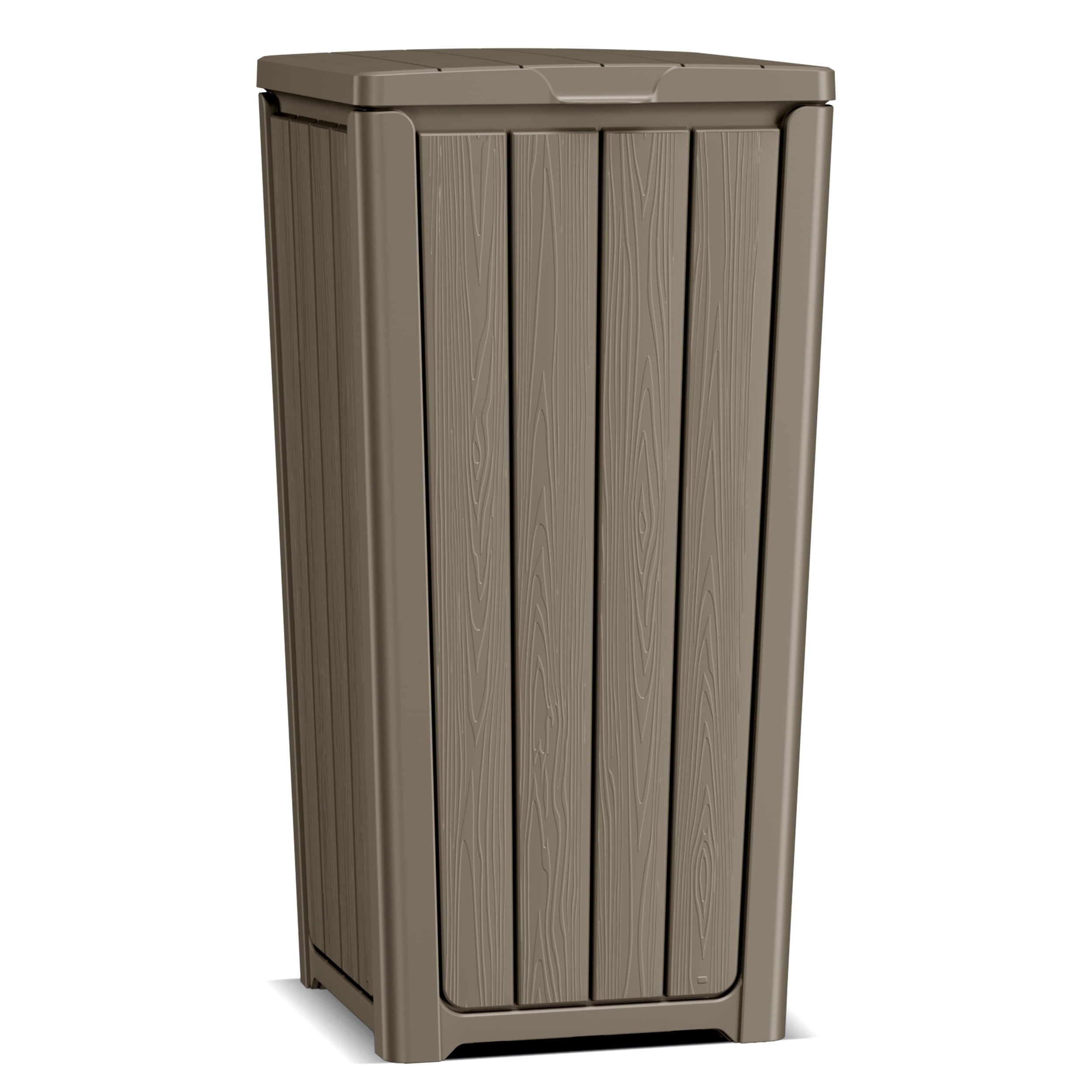 32 Gallon Resin Trash Can,Waterproof Durable & Stylish Waste Bines,Outdoor and Indoor Garbage Can,Easy to Assemble and Move,Gray