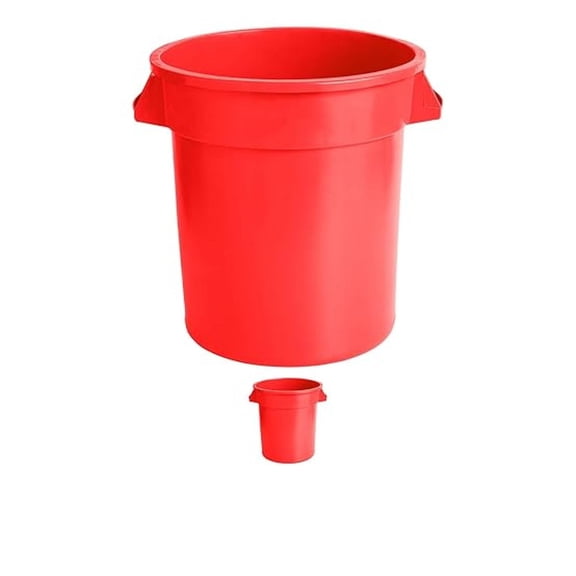 32 Gallon Round Trash bin Garbage can Outdoor Yard Trash can Trash Garbage Drum Heavy Duty Trash can Industrial Trash can Kitchen Trash bin (2, Red)