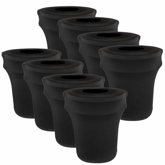 32 Gallon Stretch Spandex Trash Can Cover, 8 Pack Outdoor Fitted Waste Container Cover Round Garbage Can Covers for Wedding Party Fundraiser Decor, Without Trash Can (Black)