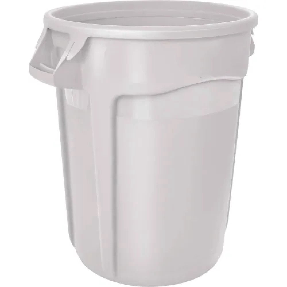 32 Gallon Venting Channels Polyethylene Resin Trash Container, White ...