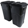 thumbnail image 1 of 32 Gallon Wheeled Outdoor Garbage Can with Attached Snap Lock Lid and Heavy-Duty Handles, Black, Heavy-Duty Construction, Perfect Backyard, Deck, or Garage Trash Can, 2 Pack, 1 of 6
