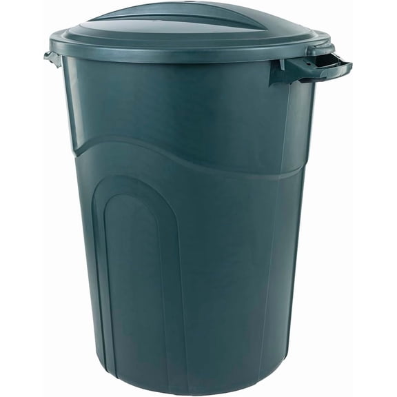 32 Gallon Wheeled Outdoor Trash Can, Black Heavy-Duty Bin with Snap Lock Lid & Sturdy Handles, Ideal for Backyard, Deck and Garage