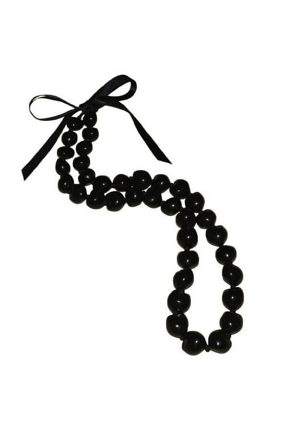 - 32" Genuine Black Kukui Nut Necklace Lei From Philippines