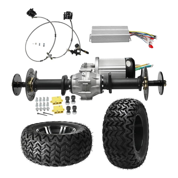 32" Golf Cart Rear Differential Axle Kit with Powerful 60V 2500W DC Brushless Motor 5000RPM, 23x10.5-12 Wheels Tires For DIY Racing Electric Vehicles ATVs, UTVs, Quads, Buggy, Go Kart