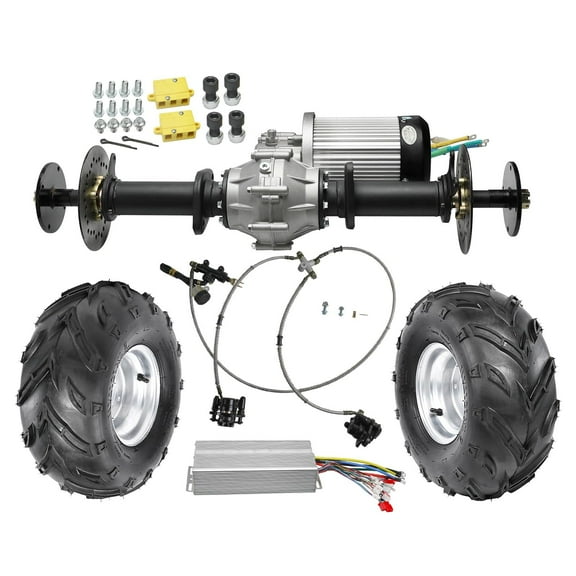 32" Golf Cart Rear Differential Axle Kit with Powerful 60V 3000W DC Brushless Motor 5000RPM For DIY Electric Vehicles ATVs, UTVs, Quads, Buggy, Dolly Carts, Trikes, Go Kart (16x8-7 Wheels)
