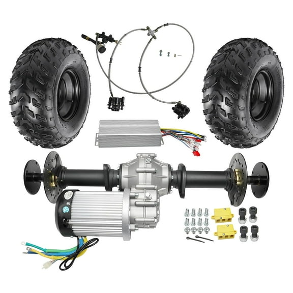 32" Golf Cart Rear Differential Axle Kit with Powerful 60V 3000W DC Brushless Motor 5000RPM For DIY Electric Vehicles ATVs, UTVs, Quads, Buggy, Dolly Carts, Trikes, Go Kart (23x7-10 Wheels)