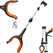 Kekoy 36-inchsenior gripping tool, foldable gripper picker with non-slip 360° rotating jaws, 4-inchwide extended claw with magnet, suitable for disabled persons, post-operative recovery (Orange)