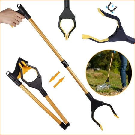 32''Grabber Reaching Tool, Reacher Grabber Pickup Tool for Seniors Heavy Duty, Foldable Grabbers for Elderly, Grippers for Reaching and Trash-Picker (Yellow)