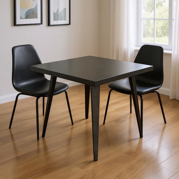 32" Gray Steel and Metal Square Dining Table