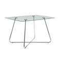 thumbnail image 1 of 30" Chrome Metal and Clear Tempered Glass Dining Table, 1 of 5