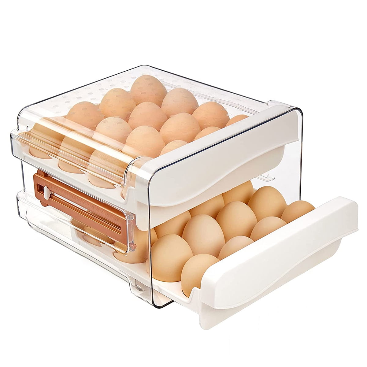 32 Egg Holder for Refrigerator, Large Capacity Egg Container for  Refrigerator, 2 Layers Clear Plastic Egg Fresh Storage Box for Fridge,  Upgrade Egg Storage & Egg Tray 
